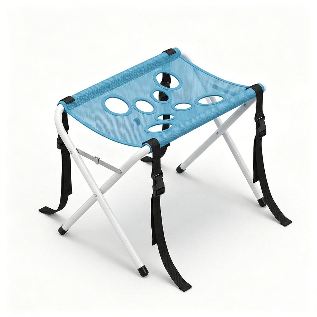 Pawrelia grooming hammock stand in Ocean Blue on a white background