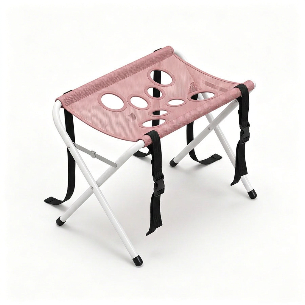 Pawrelia grooming hammock stand in Blush Pink on a white background