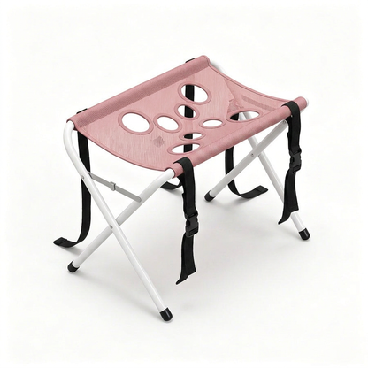 Pawrelia grooming hammock stand in Blush Pink on a white background